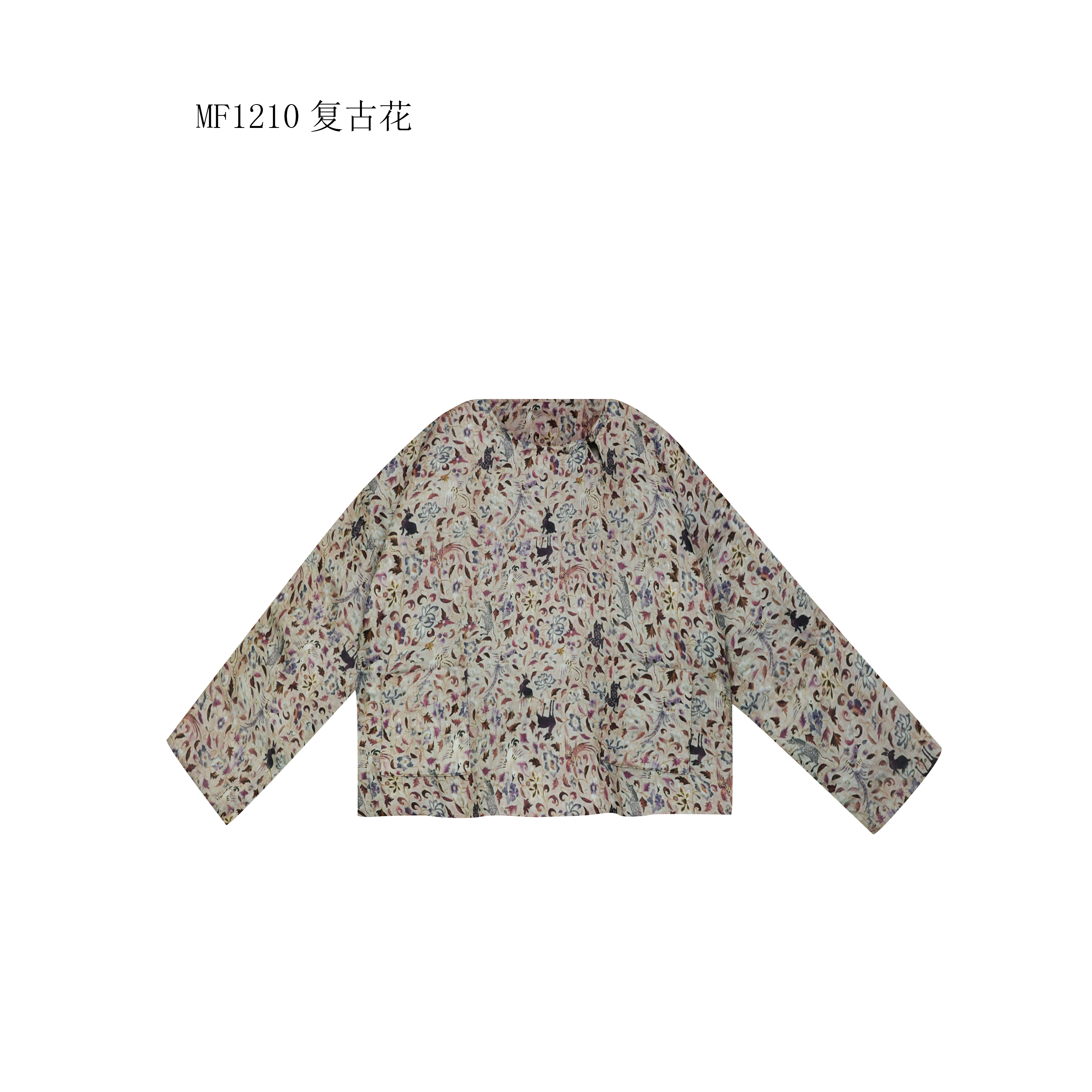 【麻訪家】MF1210复古花文艺盘扣宽松百搭保暖棉服上衣