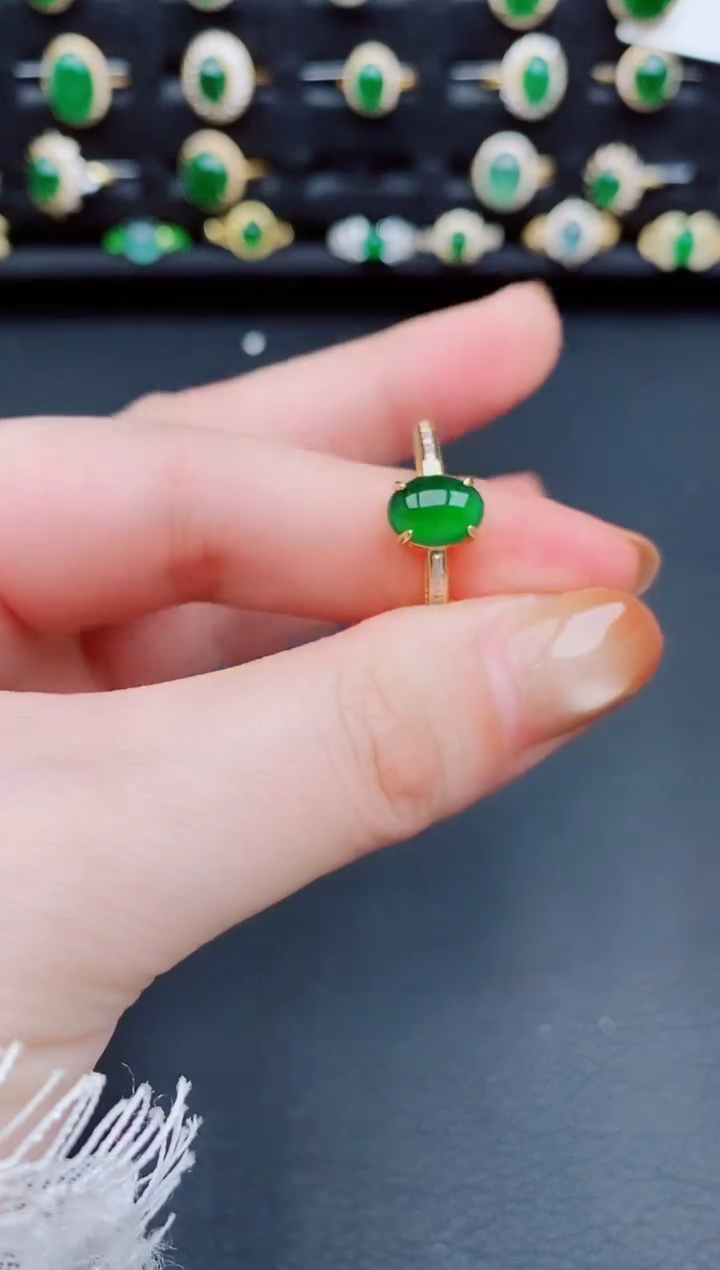 【闪购商品】翡翠戒指银S925镶嵌天然a货翡翠83