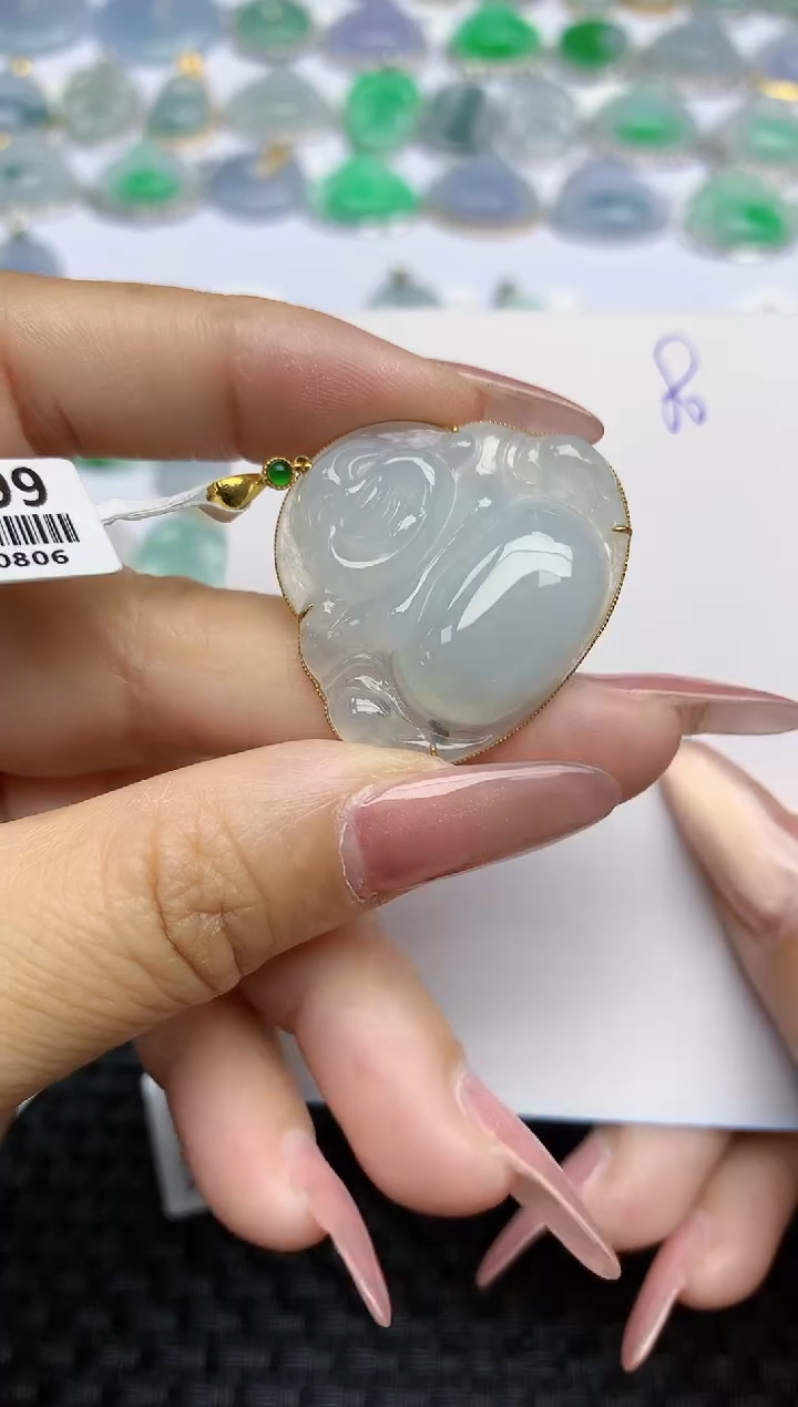 【闪购商品】翡翠颈饰18K金镶嵌天然A货翡翠 80