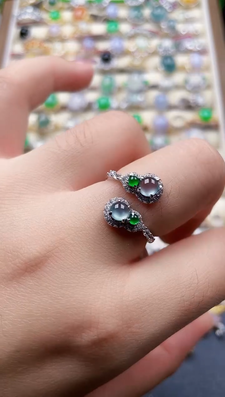 银S925镶嵌戒指翡翠17