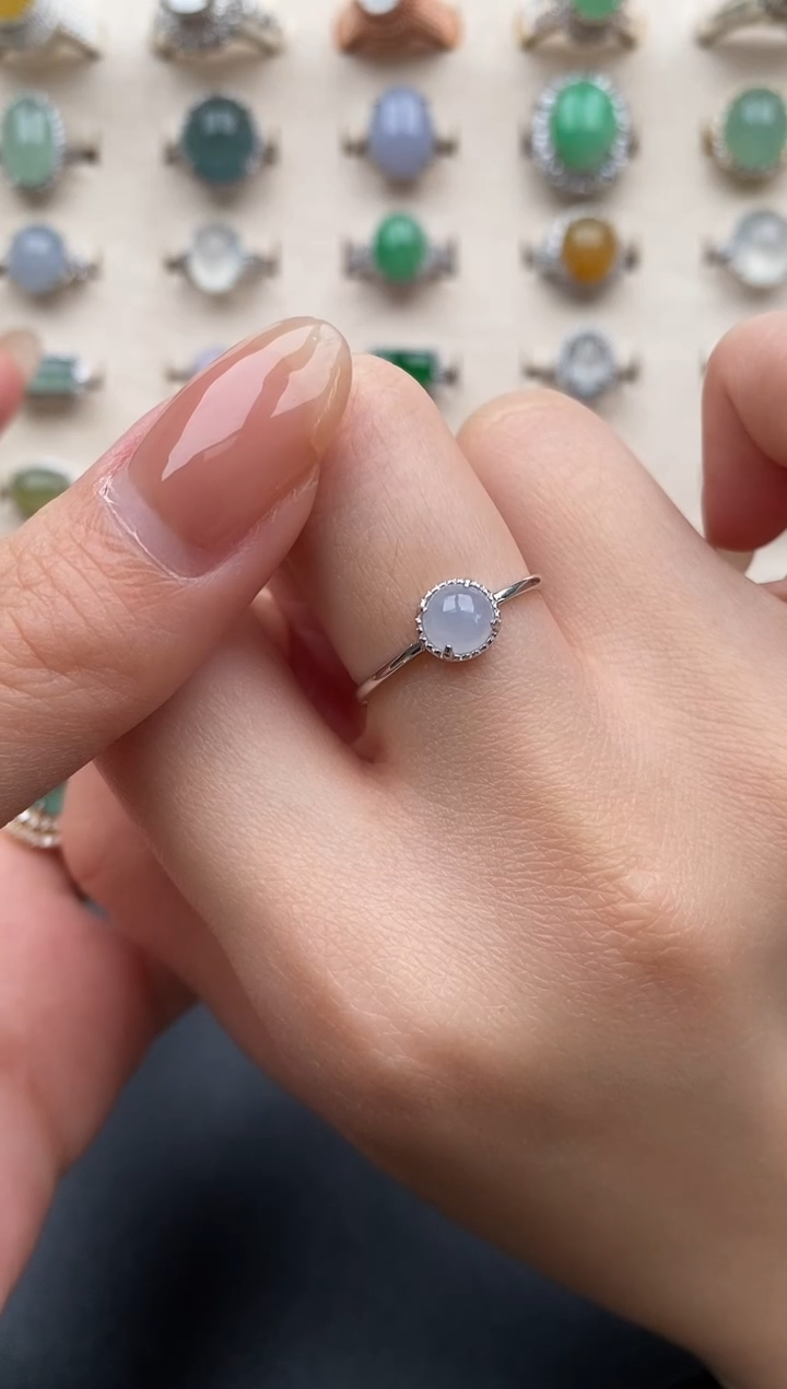 银S925镶嵌戒指翡翠一物一证一礼盒