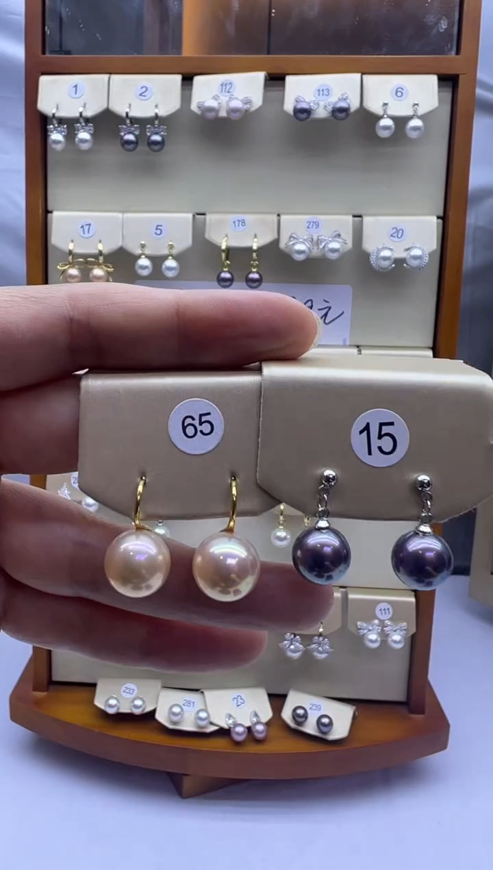 未镶嵌耳饰淡水珍珠65+15