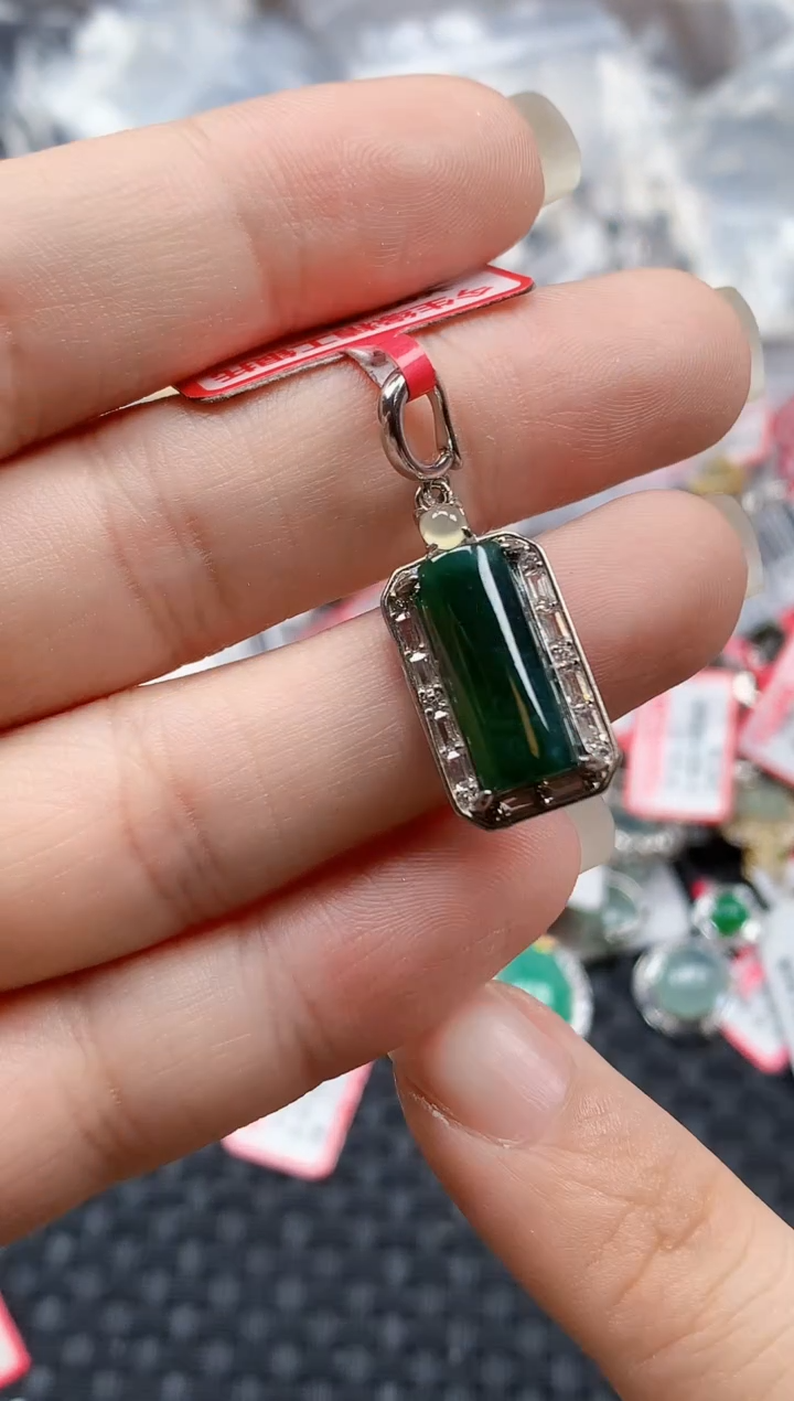 银S925镶嵌戒指翡翠天然A货缅甸翡翠