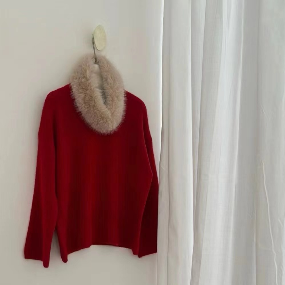 【禾嘉】休闲套头毛衣配围巾