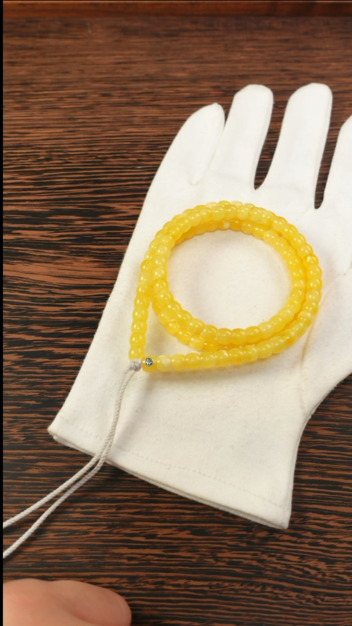 【闪购商品】蜜蜡手链未镶嵌2494/6.5mm绿标蜜蜡108