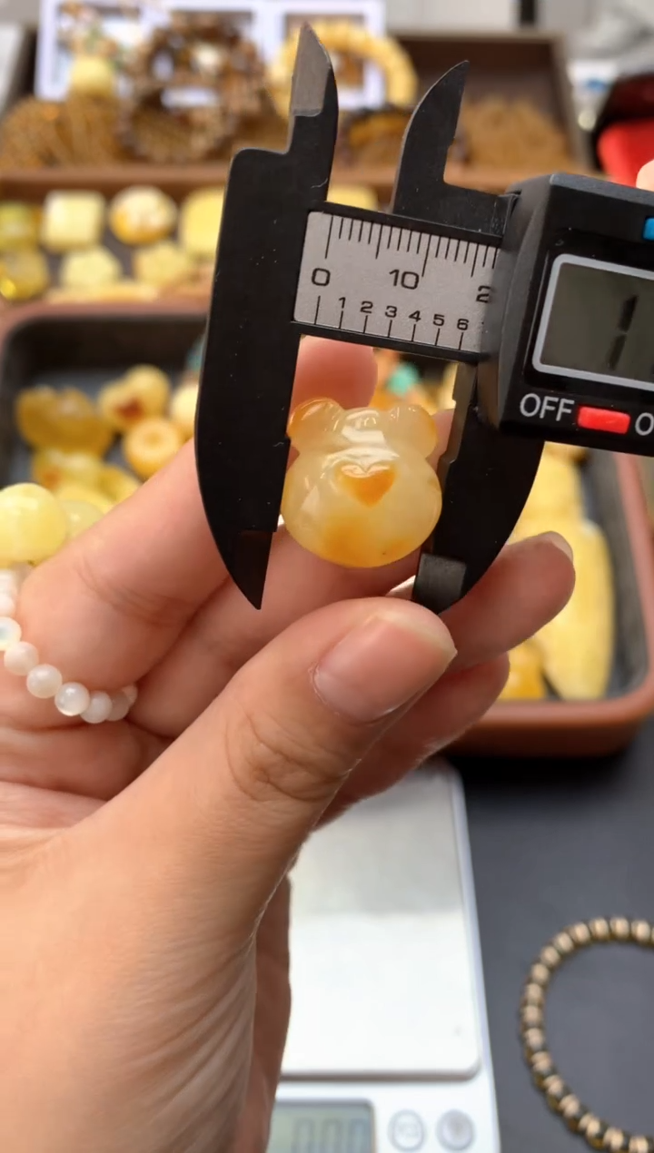 【闪购商品】琥珀珠宝奇石未镶嵌045琥珀蜜蜡花粉有纹小坑介意勿拍