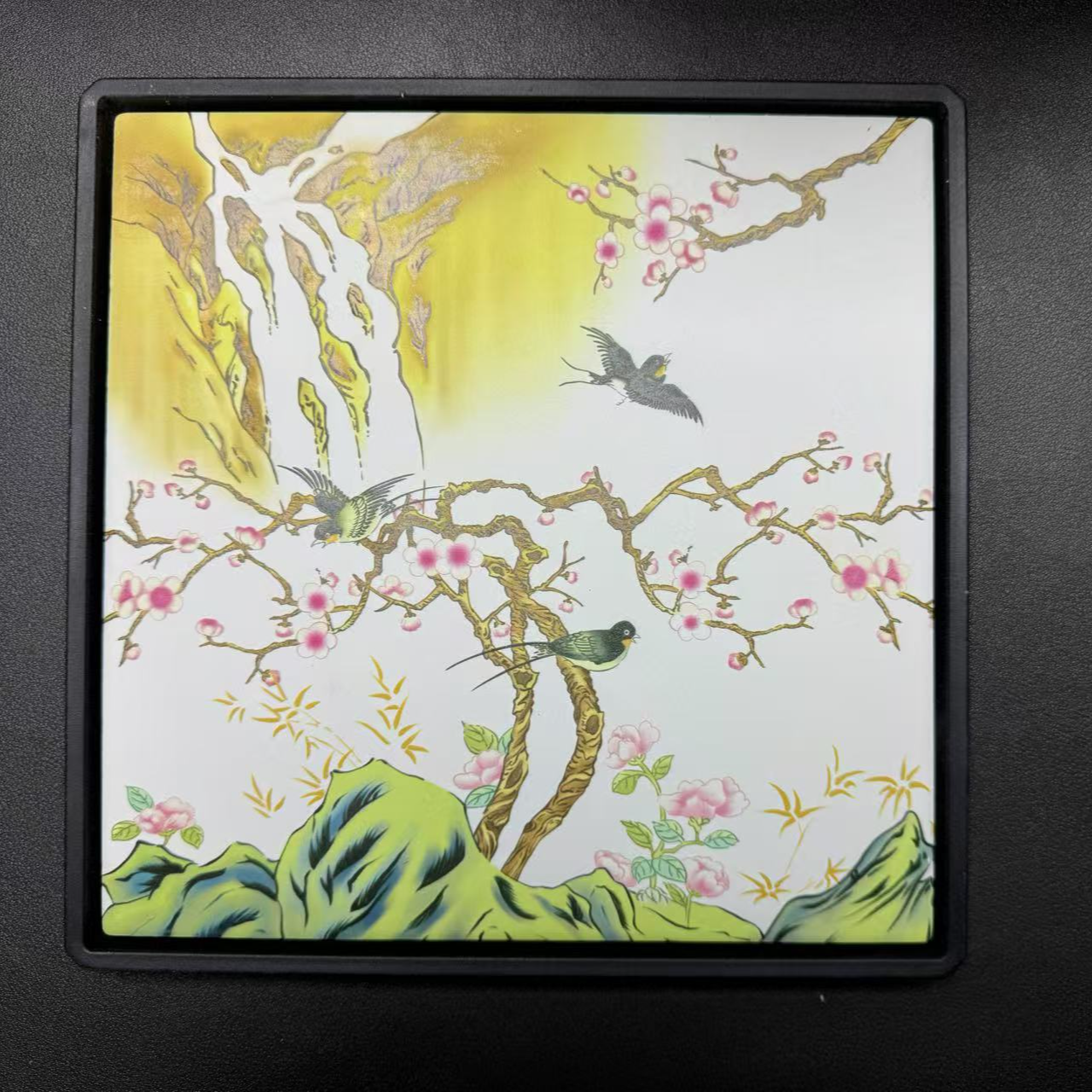 正方形桃花干泡台--125