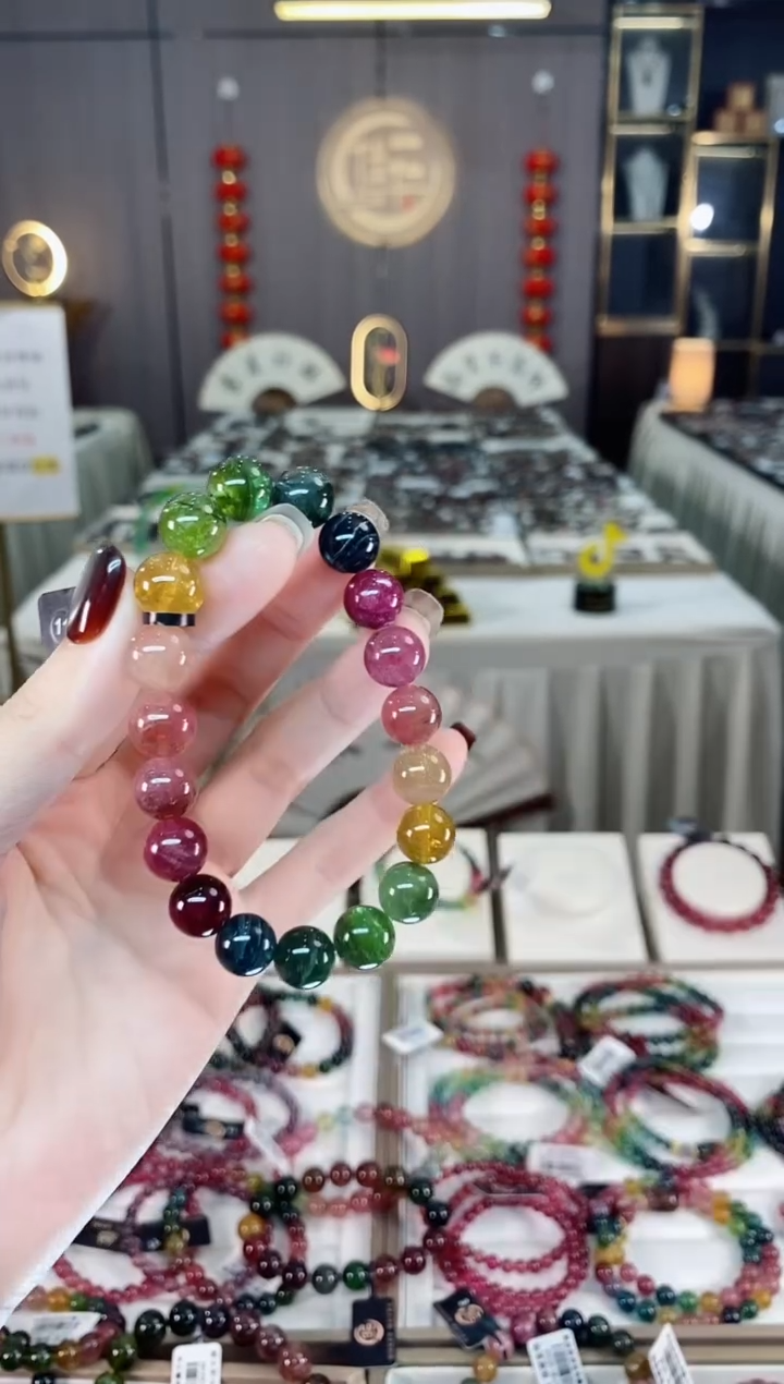 未镶嵌老矿碧玺色标单圈手串10mm+碧玺dan多样性发货一条