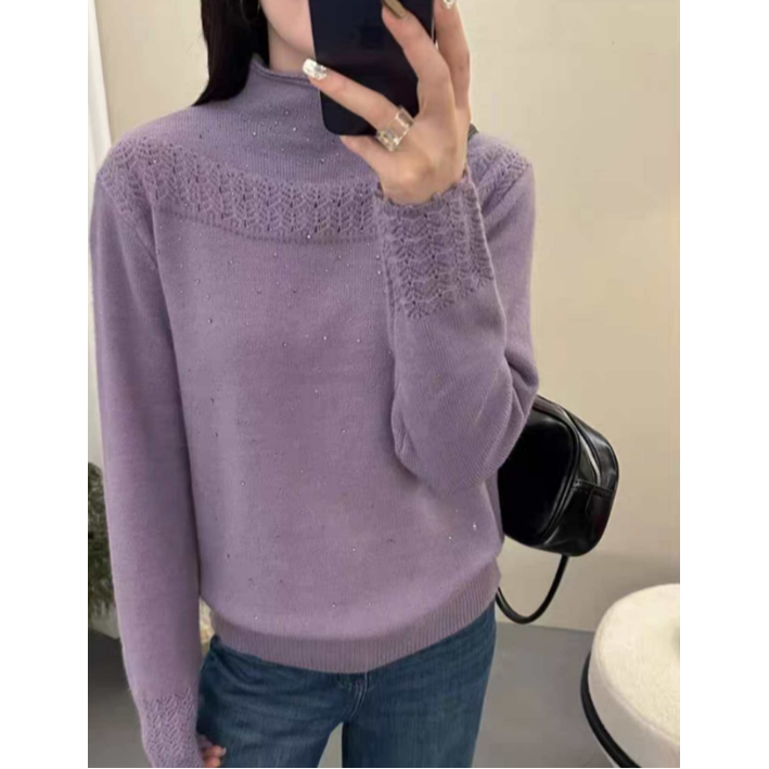 倪妍裳【1228】时尚满天星提花针织衫