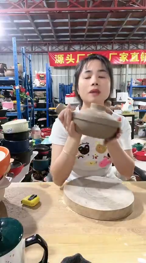 陶瑕疵0.6原陶手把锅带盖