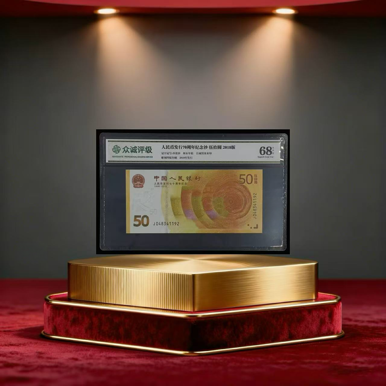 【加辉专属宠粉福利】带评级鉴定-70周年纪念钞单张号码随机