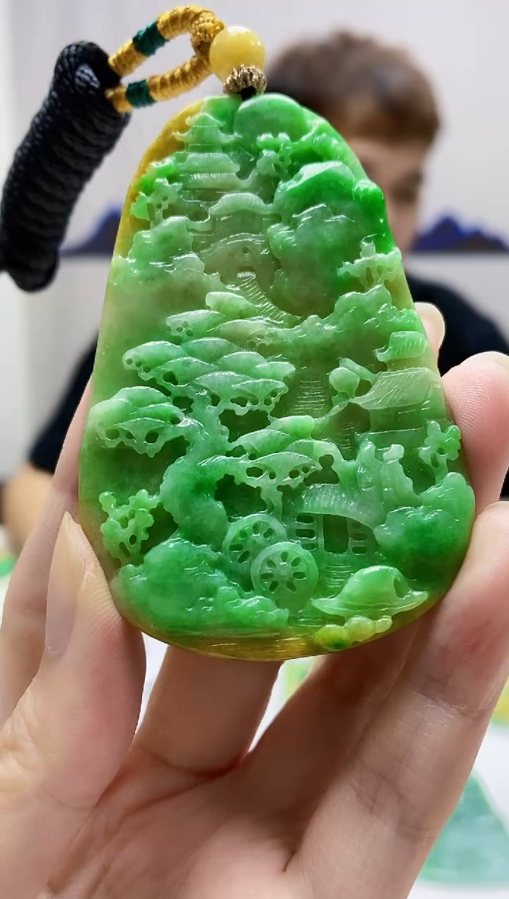 定制翡翠未镶嵌4868zm-毛货挂件山水73