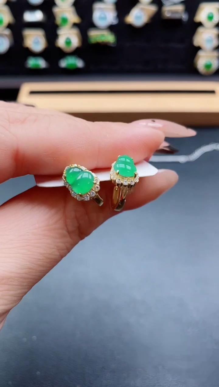 银S925镶嵌戒指翡翠1