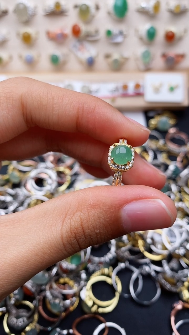 【闪购商品】翡翠戒指银S925镶嵌缅甸翡翠