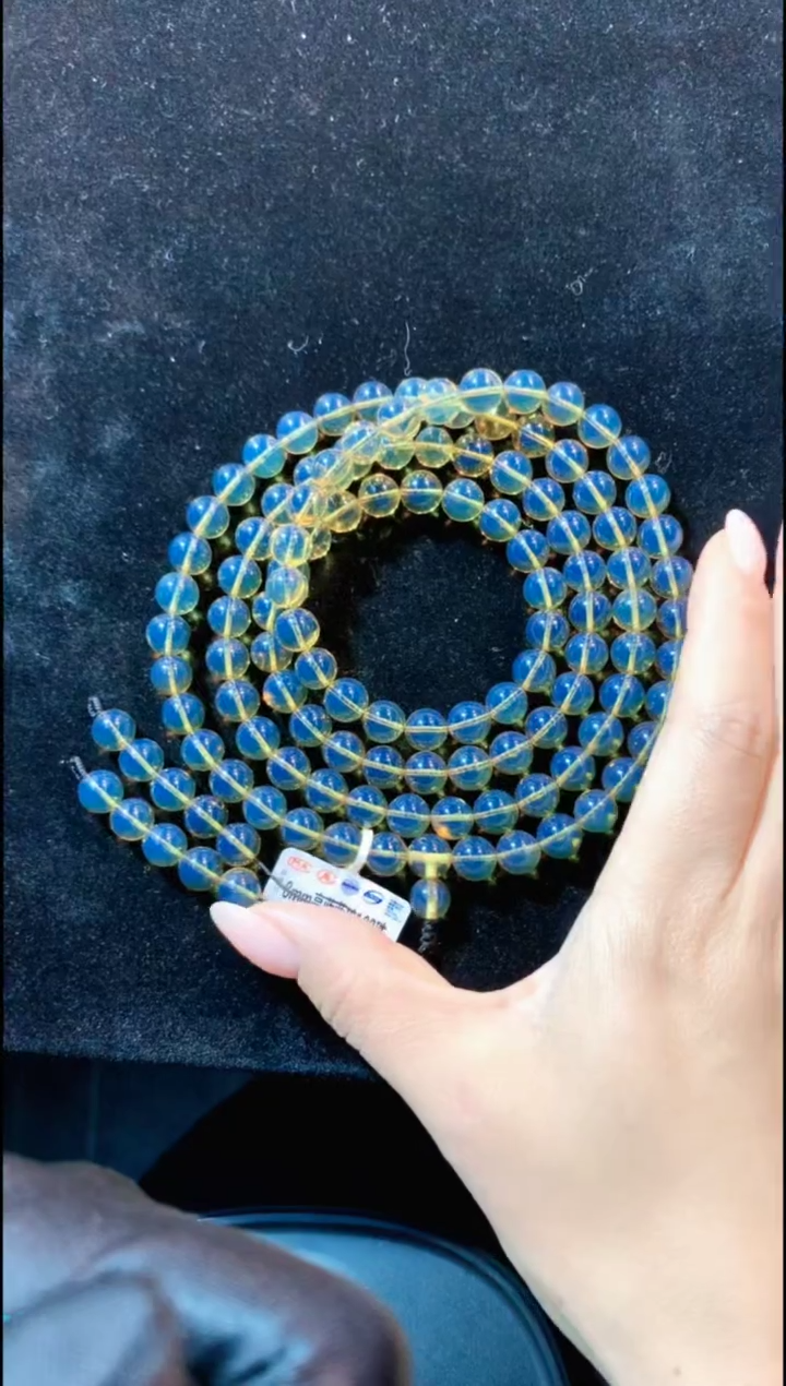 【闪购商品】琥珀珠宝奇石未镶嵌8MM墨西哥蓝珀108
