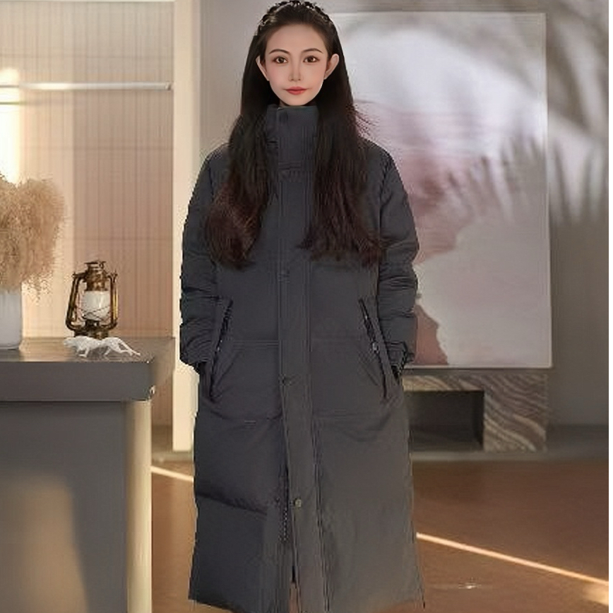 羽途长款户外时尚休闲连帽情侣宽松加厚冬季过膝羽绒服TSD2412