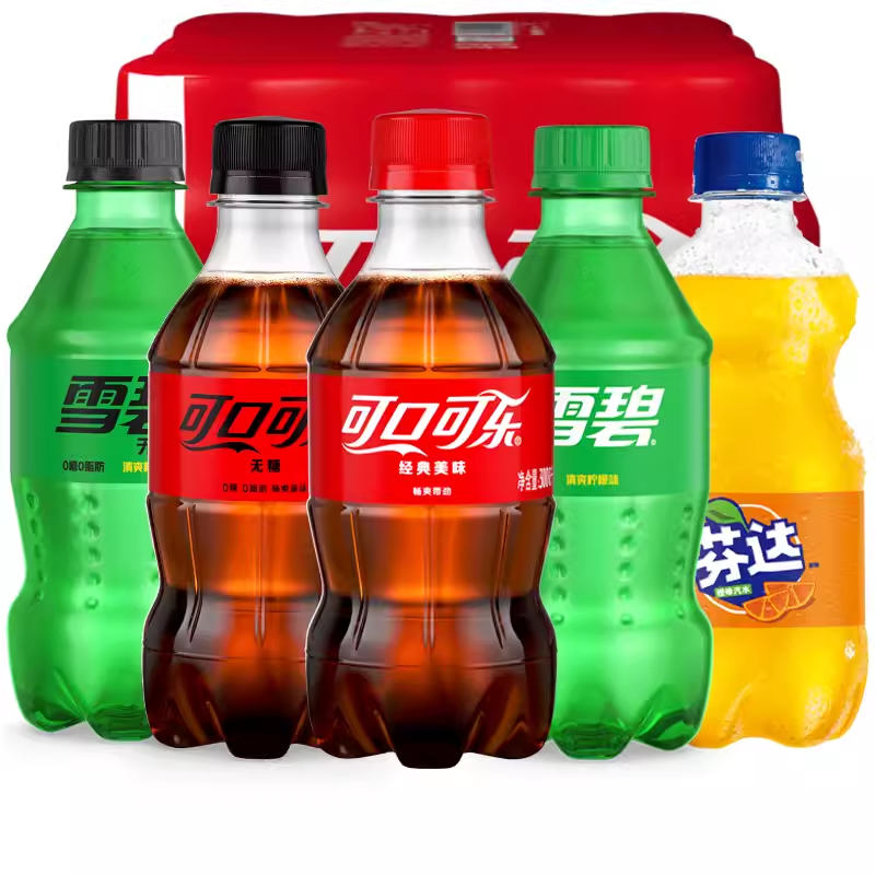 6种口味可口可乐300ML瓶装碳酸饮料方便携带解渴清爽冰爽