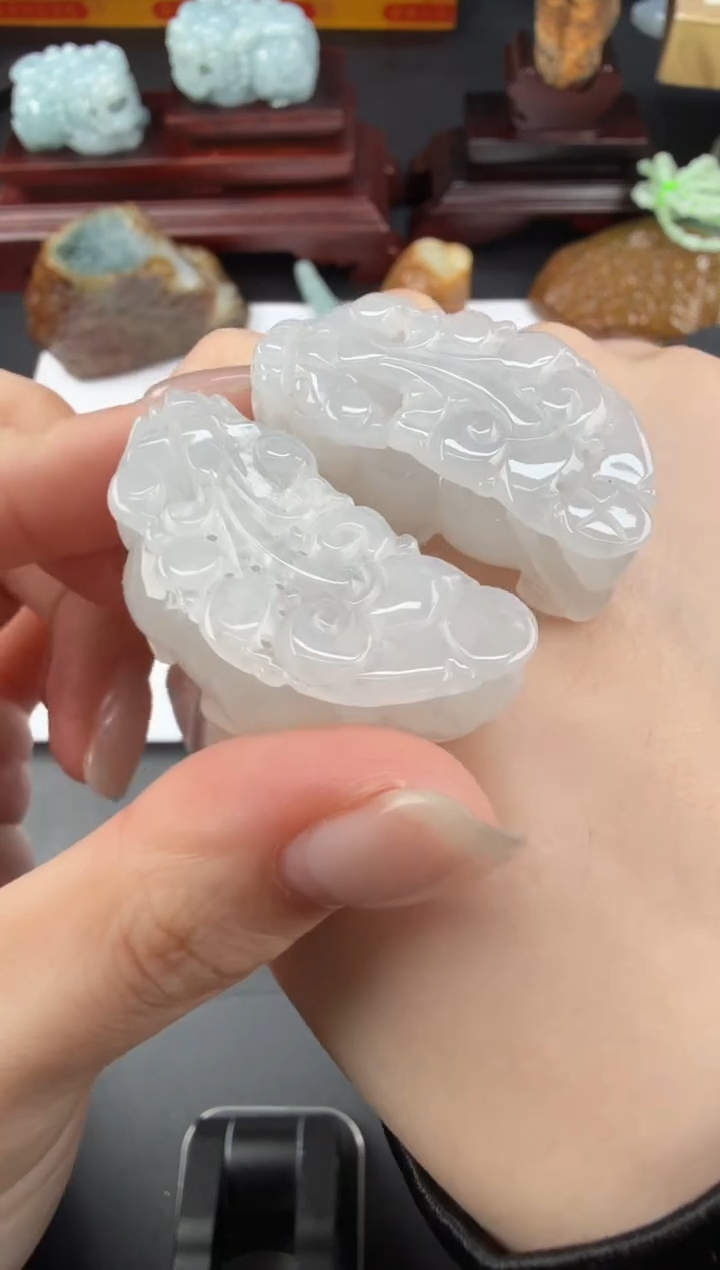 吊坠(不含链)未镶嵌翡翠翡翠饰品-50 一对
