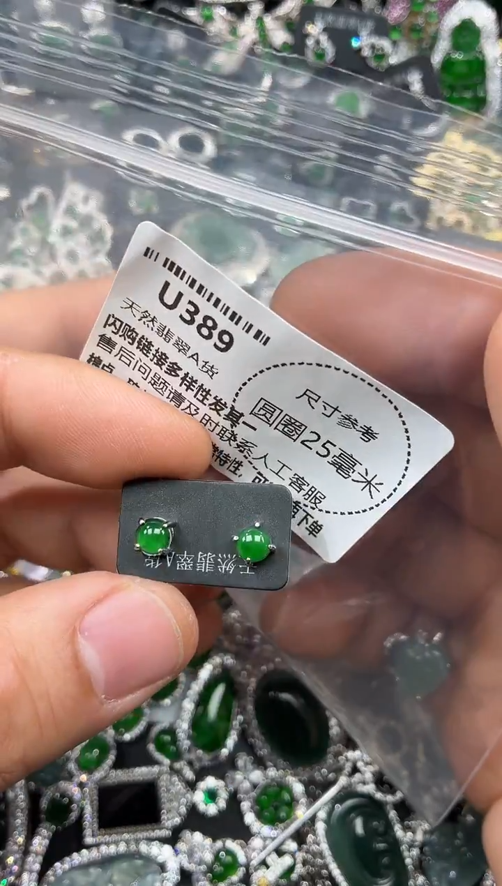 颈饰未镶嵌翡翠U389耳钉