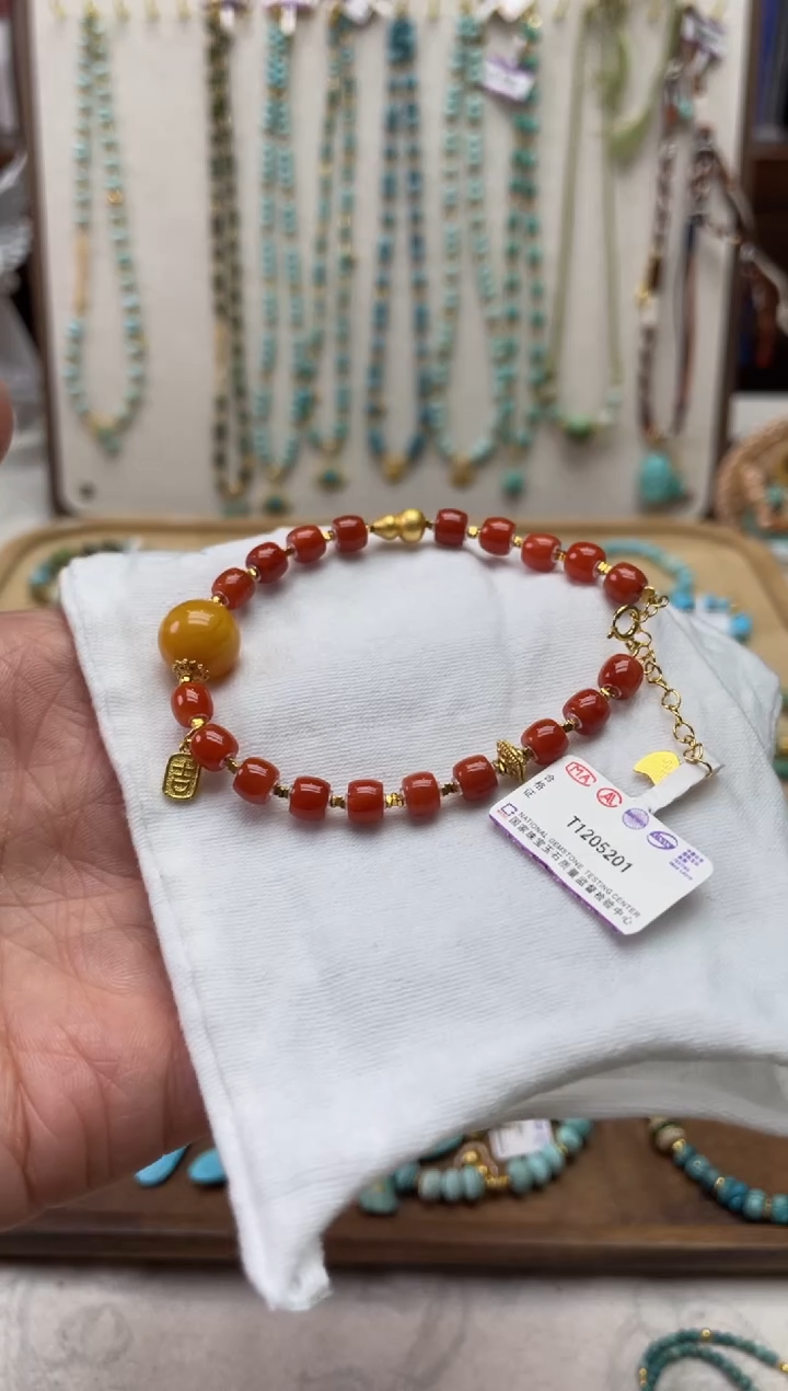 【闪购商品】南红玛瑙手串银S925镶嵌75