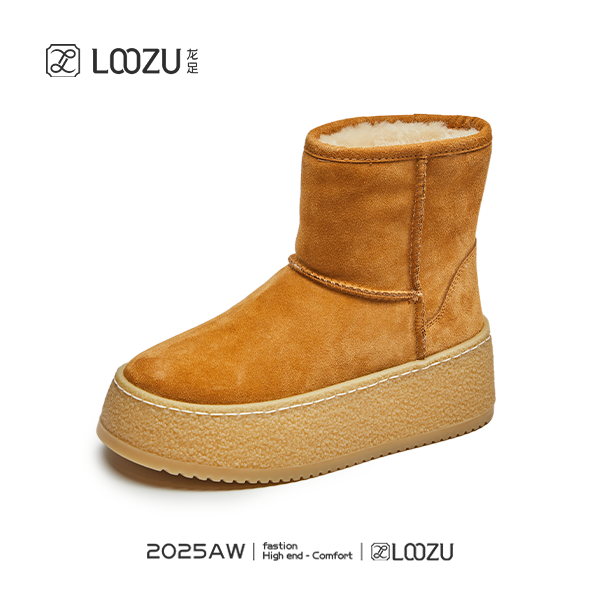 【LOOZU】2025龙足品牌女鞋冬季新款牛猄时尚厚底雪地靴07308-15