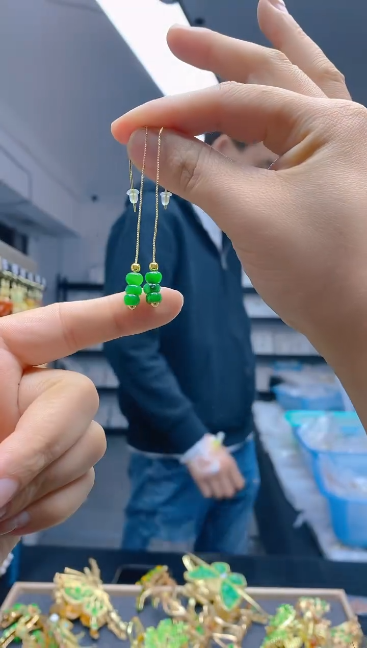 【闪购商品】翡翠耳饰合金0476翡翠耳线