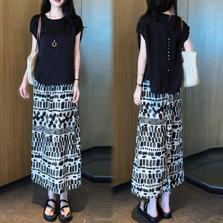 时尚套装裙女2025夏季新款时髦洋气设计感短袖上衣半身裙两件套裙