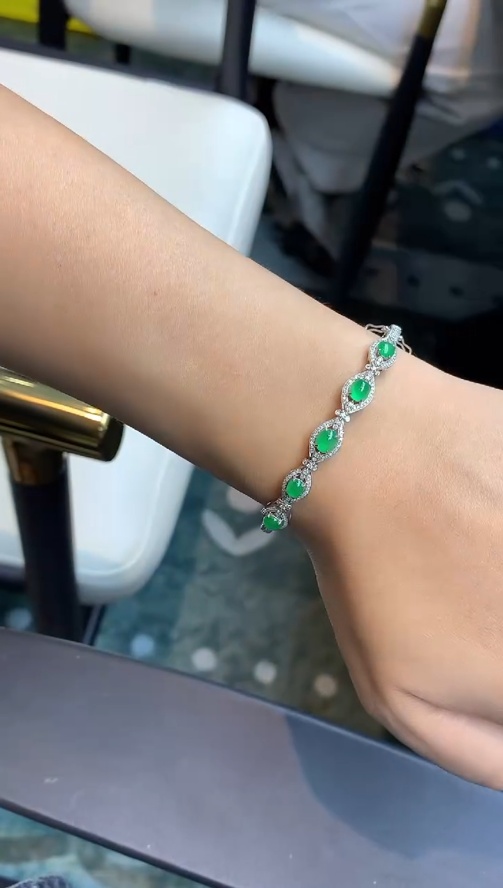 翡翠手镯18K金镶嵌114-七夕珠宝季