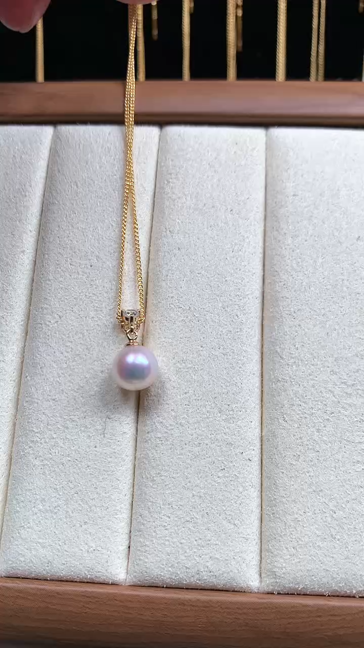 【闪购商品】海水珍珠颈饰18K金镶嵌7-8MM珍珠18K金珍珠吊坠