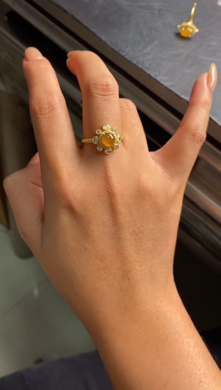 银S925镶嵌戒指翡翠天然A货翡翠