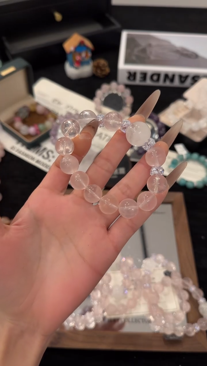 合金手链水晶粉水晶x3542