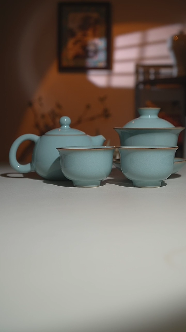 【闪购商品】其他天青珑匞西施壶四件套