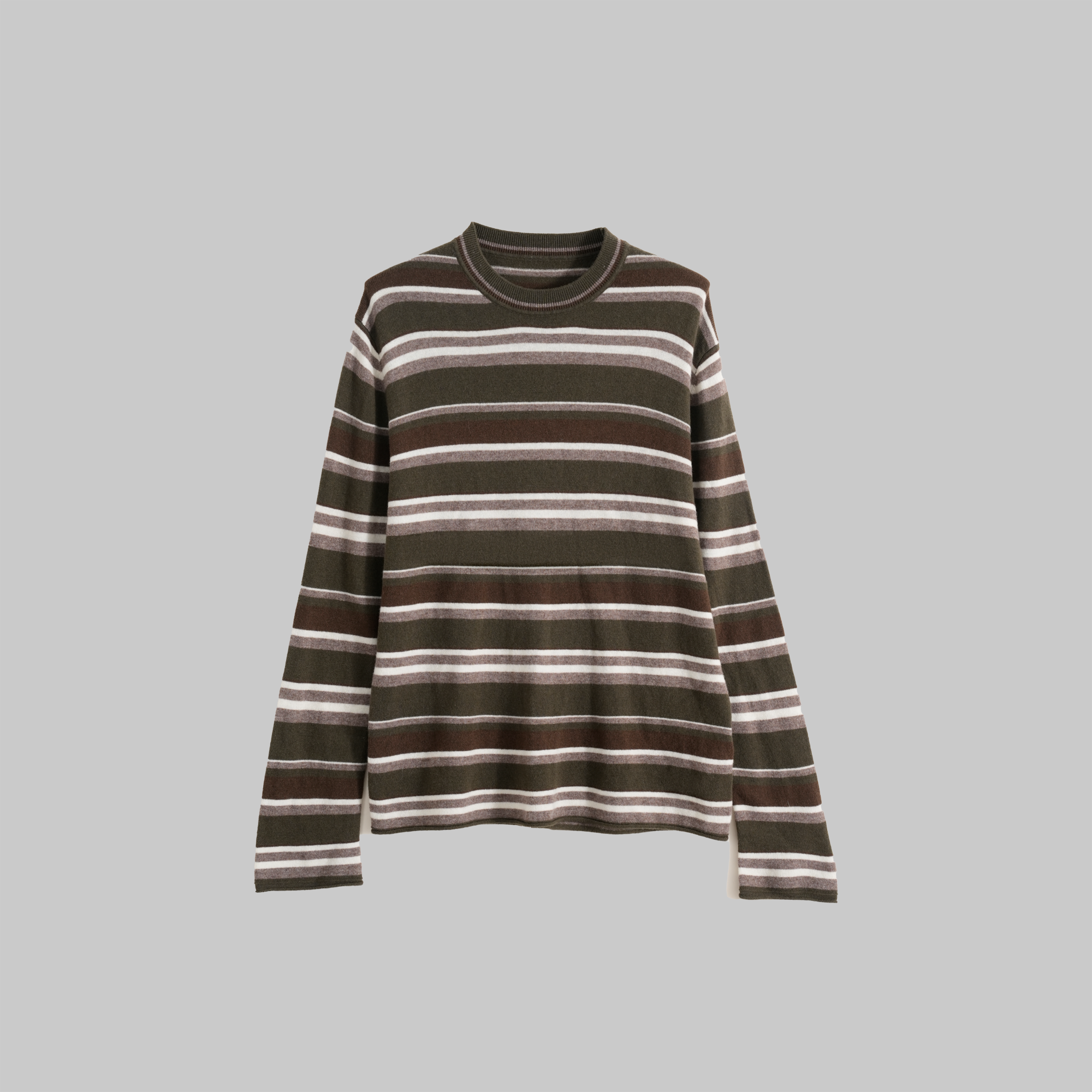 【皓皓m】针织休闲条纹复古羊毛衫打底拼色条纹毛衣24191