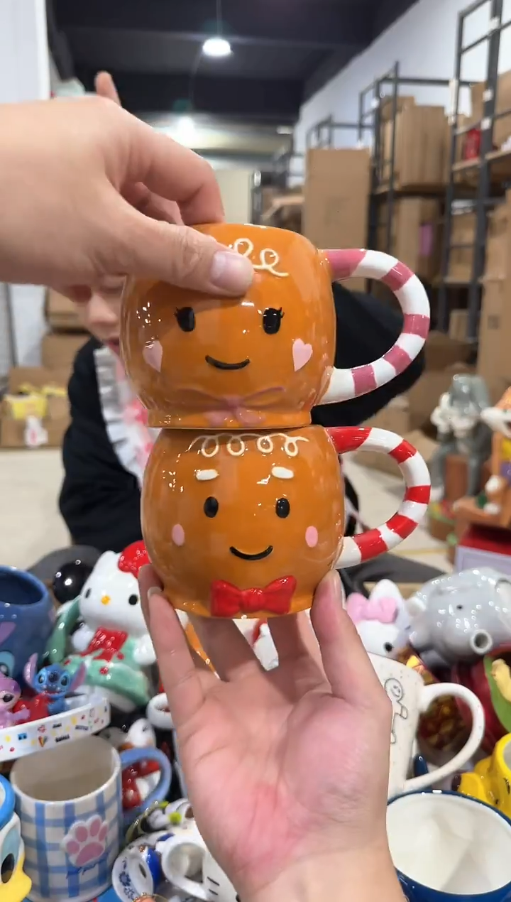 瓷片姜饼人情侣头杯2件套