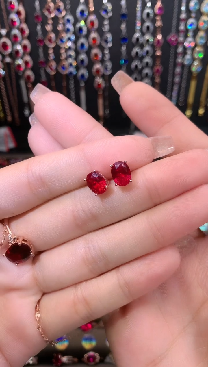 【闪购商品】红宝石吊坠(赠链)银S925镶嵌酒红玫瑰金