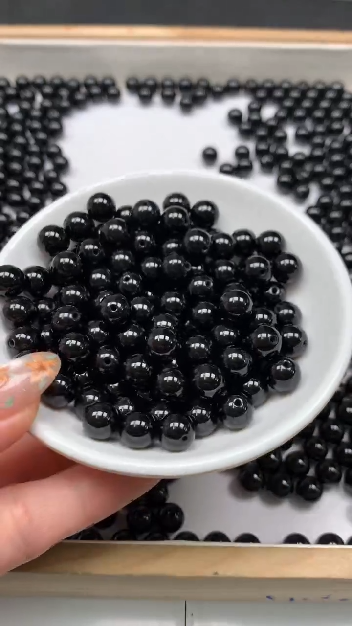 未镶嵌散珠玛瑙/玉髓B351 黑玛瑙8mm25颗6.8元