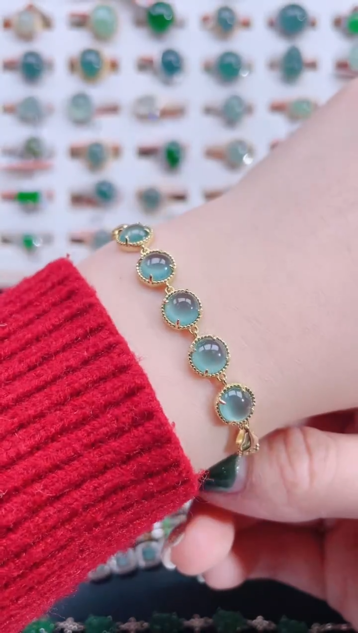 银S925镶嵌手链翡翠天然翡翠