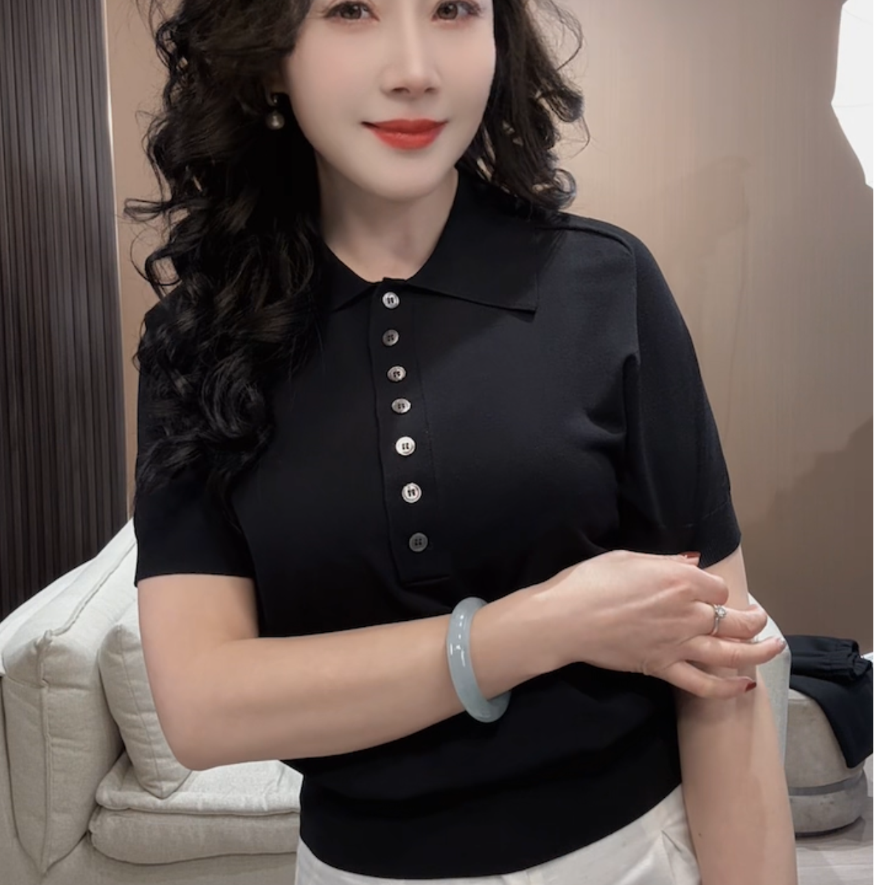 【诗菡服饰】2025夏季新款POLO领针织衫修身显瘦百搭上衣 6879