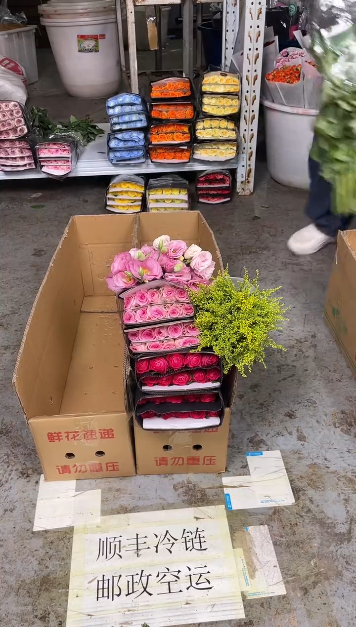 洛神20枝+初心20枝+粉色洋桔梗400克+黄莺 