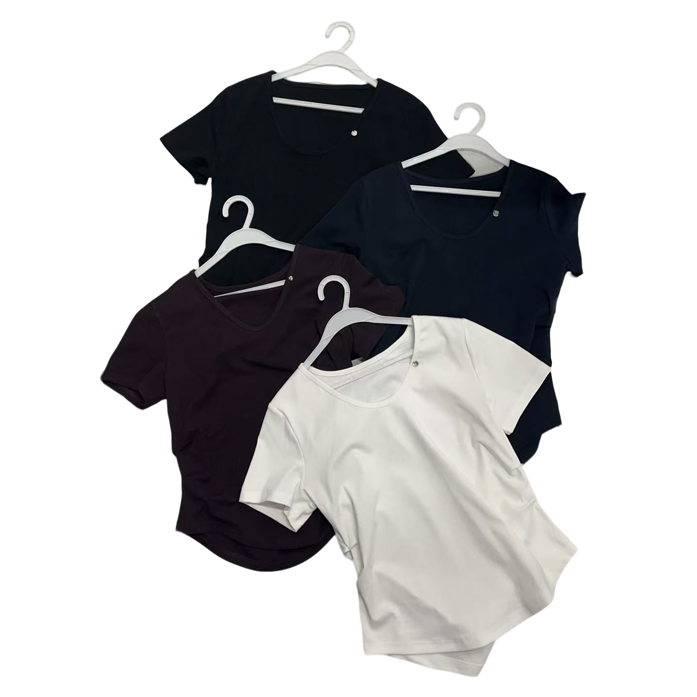 U领休闲风短袖静奢风纯色短款T恤百搭设计重磅高弹高密蚂蚁腰2505