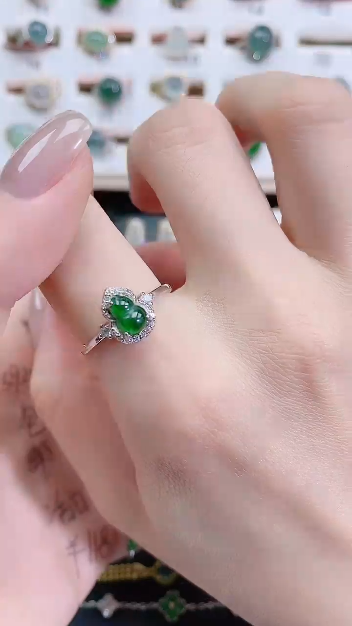 银S925镶嵌戒指翡翠天然翡翠