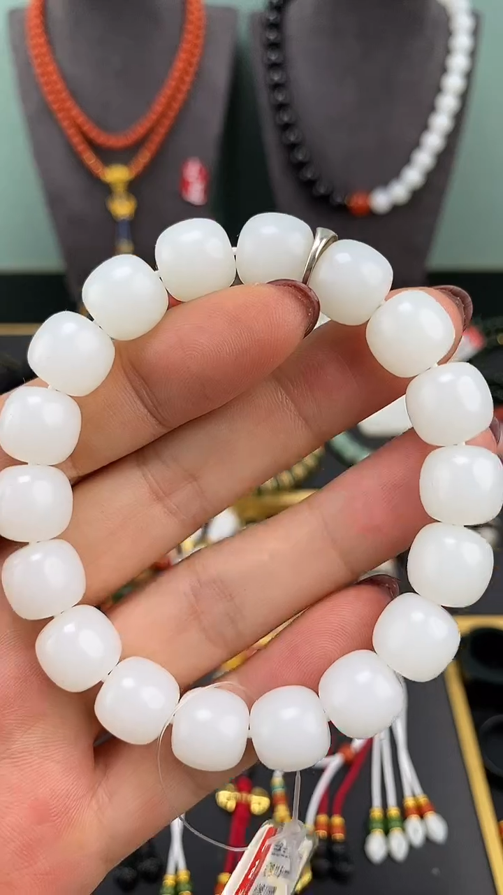 【闪购商品】和田玉-未镶嵌11mm＋白玉老型手串