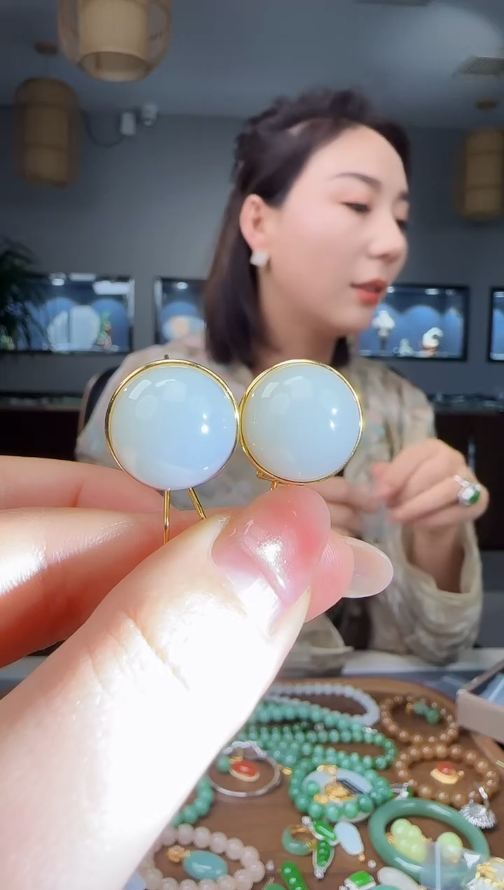 银S925镶嵌戒指和田玉1