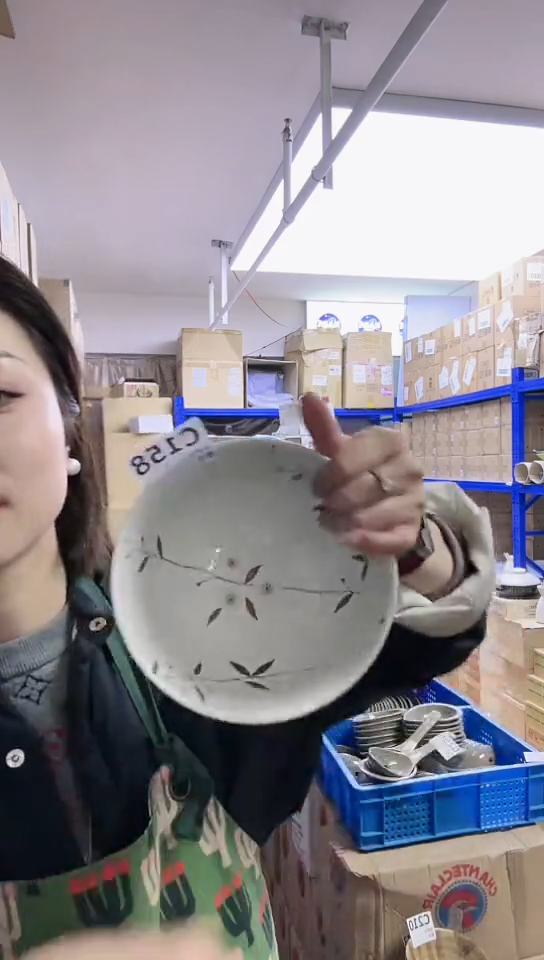 【闪购商品】瓷片日本进口瓷器白雪樱17CM面碗C158