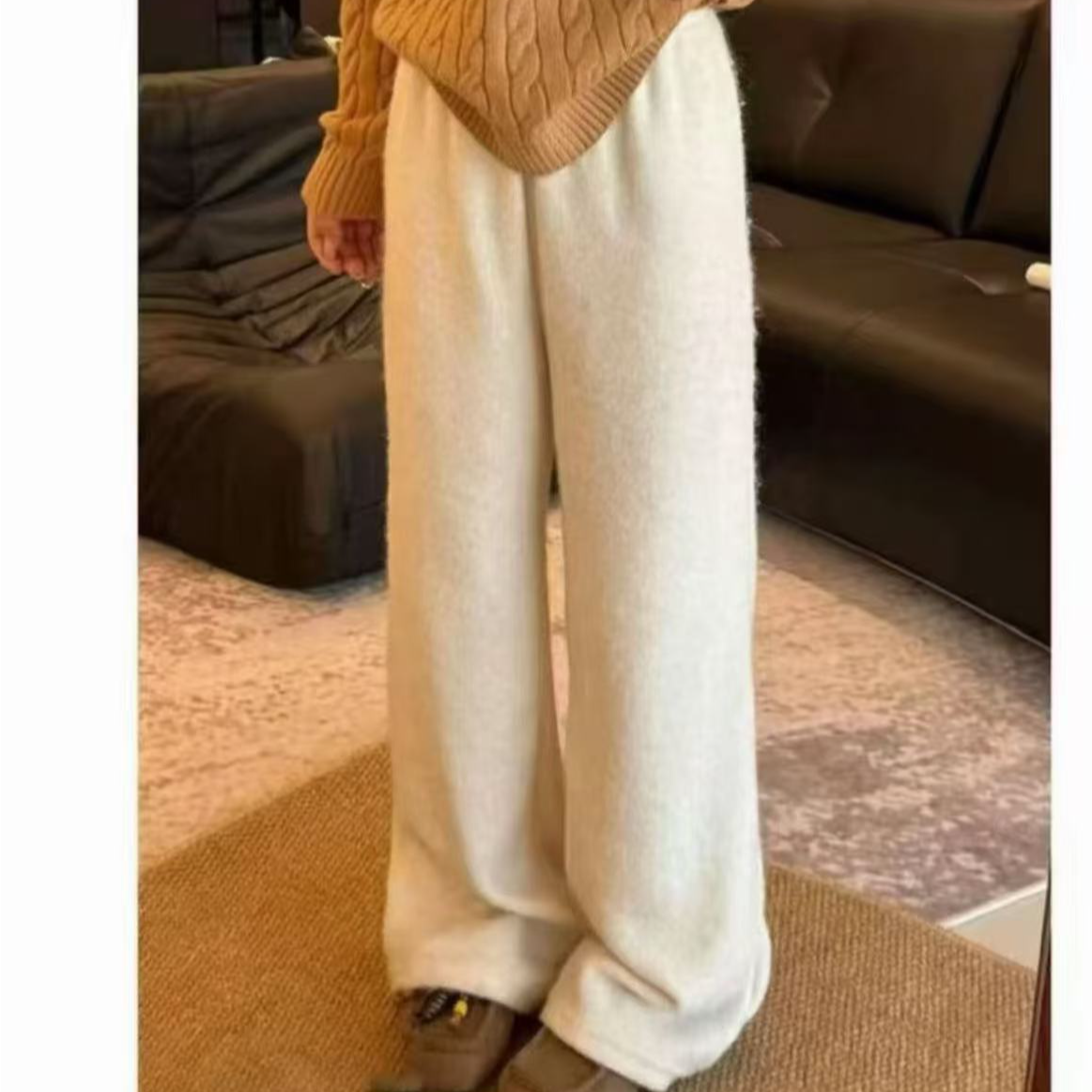 宝藏裤子韩系简约宽松阔腿直筒软糯裤251795