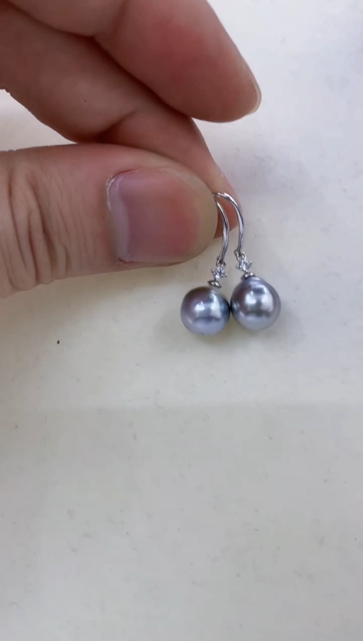 银S925镶嵌耳饰海水珍珠  