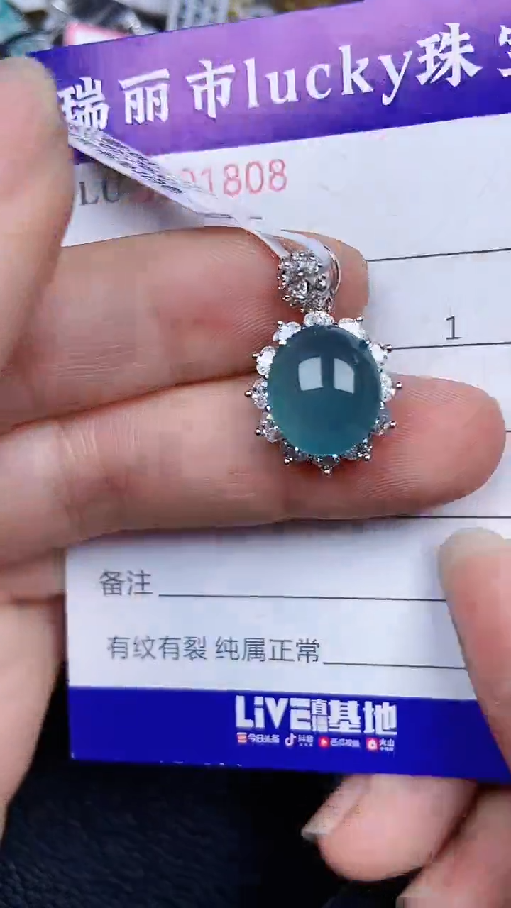 颈饰银S925镶嵌翡翠1808