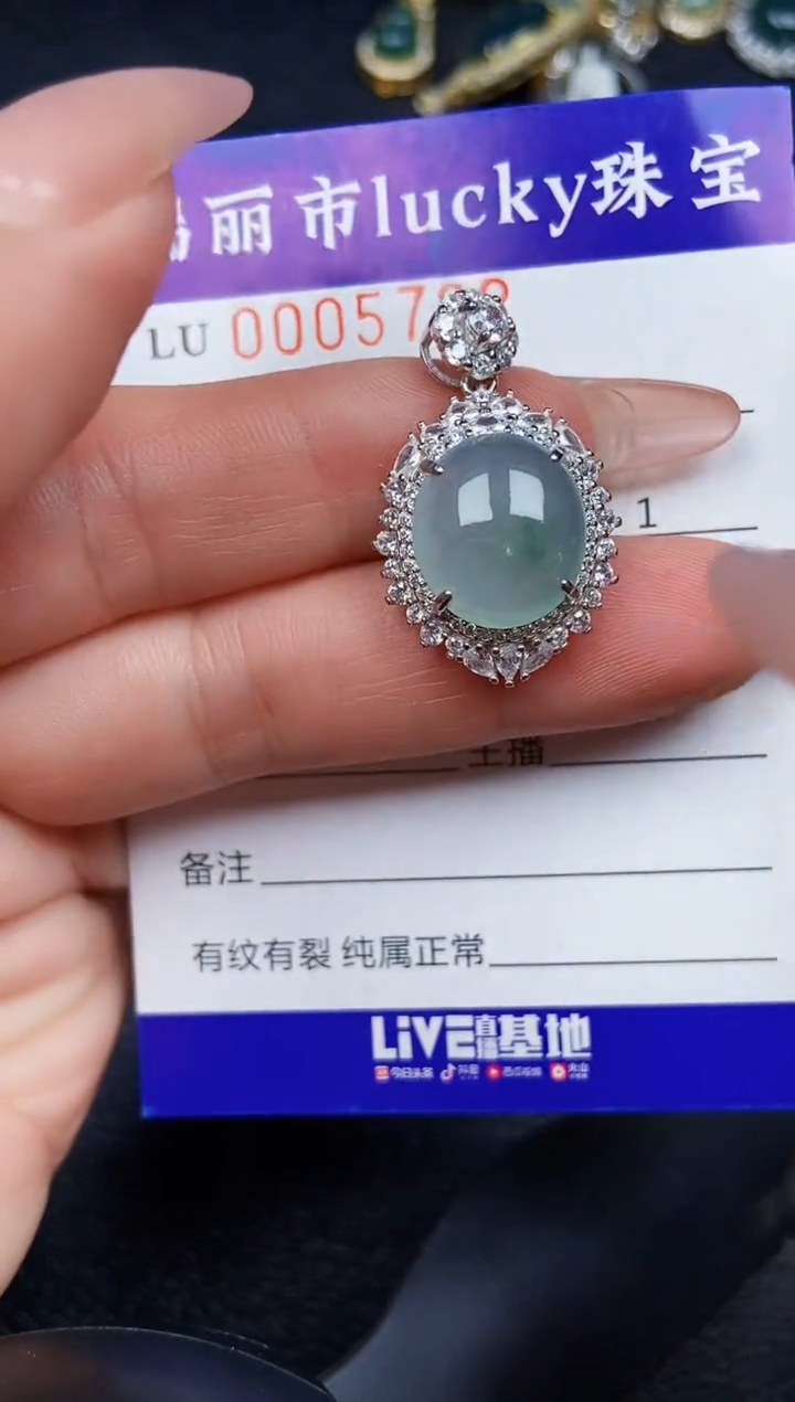 翡翠银S925镶嵌颈饰5762