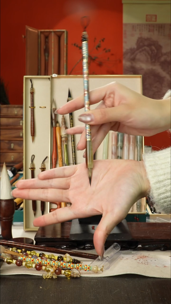 285号闪孤品高货毛笔链接 清水试笔 蘸墨不退