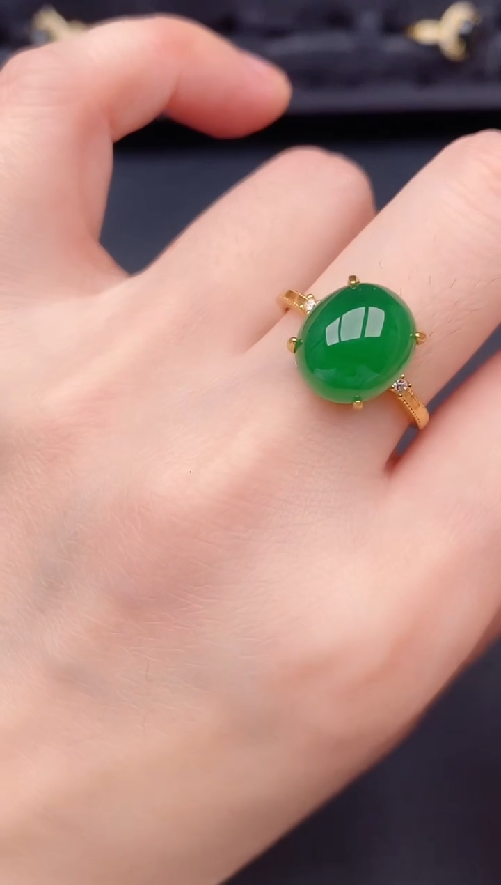 银S925镶嵌戒指翡翠天然a货翡翠109